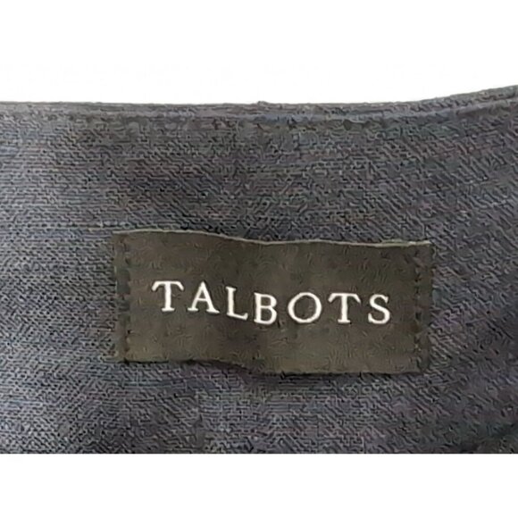 Talbots Greenwich Linen Pant Womens 4 Petite Navy Blue Wide Leg Career Casual - Picture 7 of 12